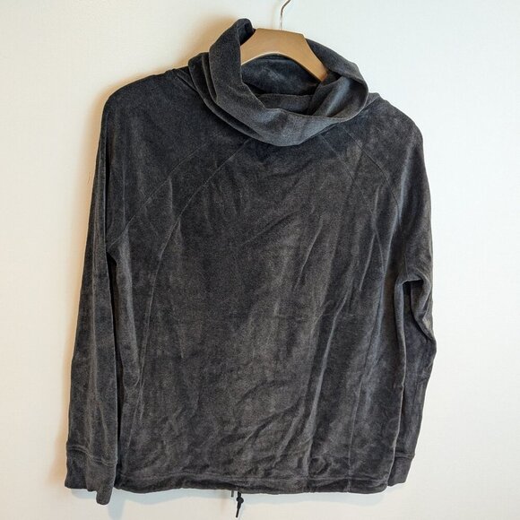 Athleta Gray Velour Turtleneck Sweatshirt, Sz M - Picture 2 of 7